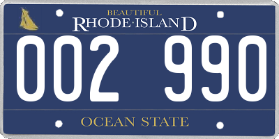 RI license plate 002990