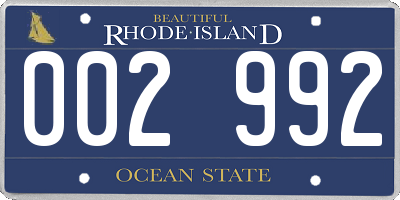 RI license plate 002992