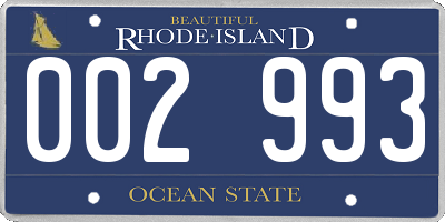 RI license plate 002993