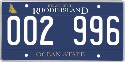 RI license plate 002996