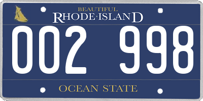 RI license plate 002998