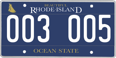 RI license plate 003005