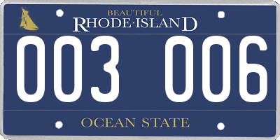 RI license plate 003006