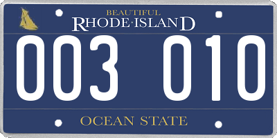 RI license plate 003010