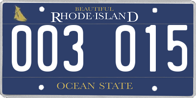 RI license plate 003015