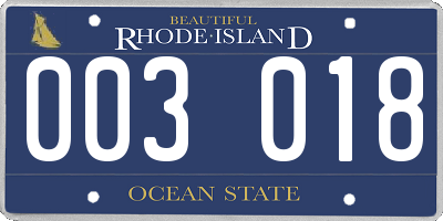 RI license plate 003018