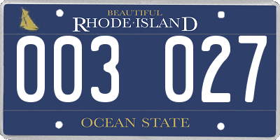 RI license plate 003027