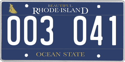 RI license plate 003041