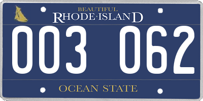 RI license plate 003062