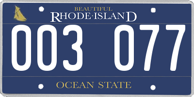RI license plate 003077