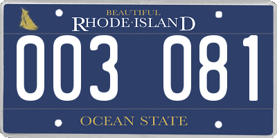 RI license plate 003081