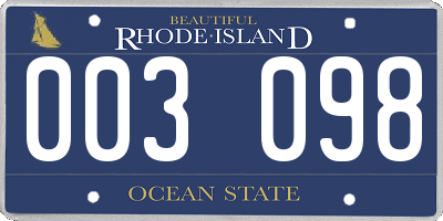 RI license plate 003098
