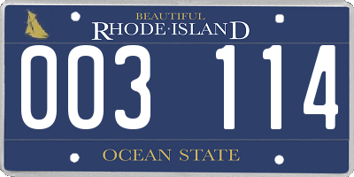 RI license plate 003114