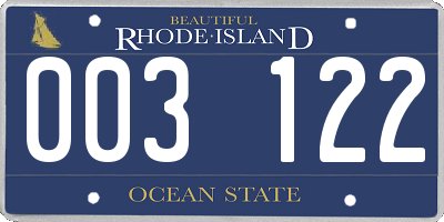 RI license plate 003122