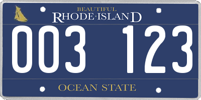 RI license plate 003123