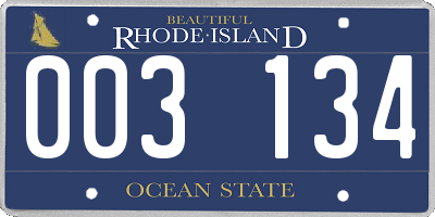 RI license plate 003134