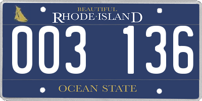 RI license plate 003136