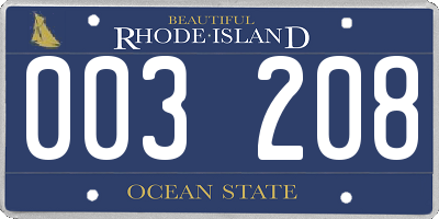RI license plate 003208
