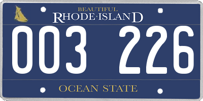 RI license plate 003226