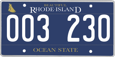 RI license plate 003230