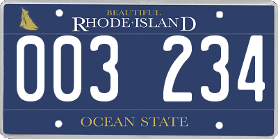 RI license plate 003234