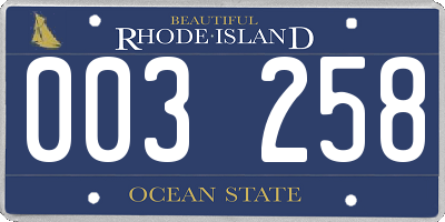 RI license plate 003258