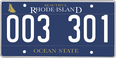 RI license plate 003301
