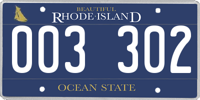 RI license plate 003302