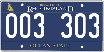 RI license plate 003303