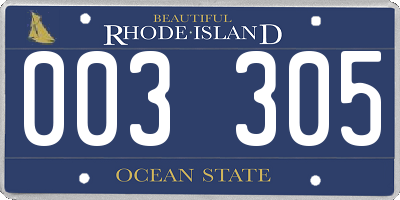 RI license plate 003305