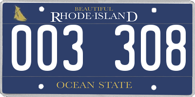 RI license plate 003308