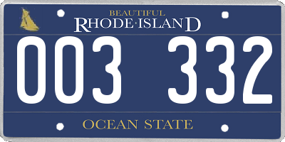 RI license plate 003332