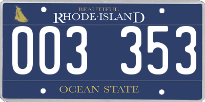 RI license plate 003353