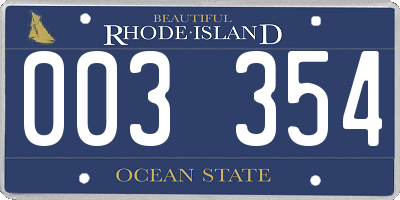 RI license plate 003354