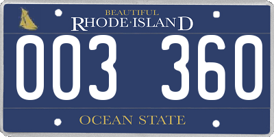 RI license plate 003360