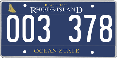 RI license plate 003378