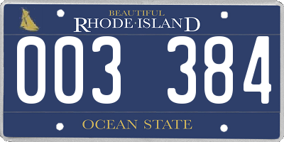 RI license plate 003384