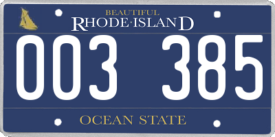 RI license plate 003385