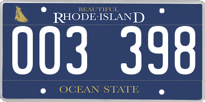 RI license plate 003398