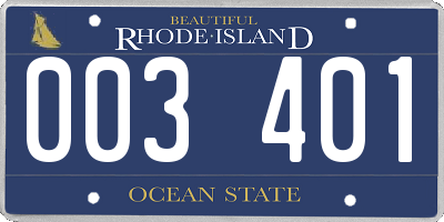RI license plate 003401