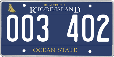 RI license plate 003402