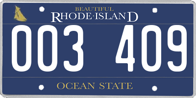 RI license plate 003409