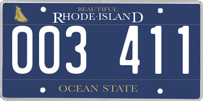 RI license plate 003411