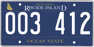 RI license plate 003412