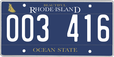 RI license plate 003416