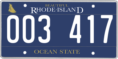 RI license plate 003417