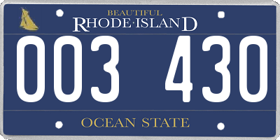 RI license plate 003430