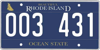 RI license plate 003431