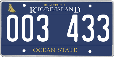 RI license plate 003433