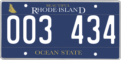 RI license plate 003434